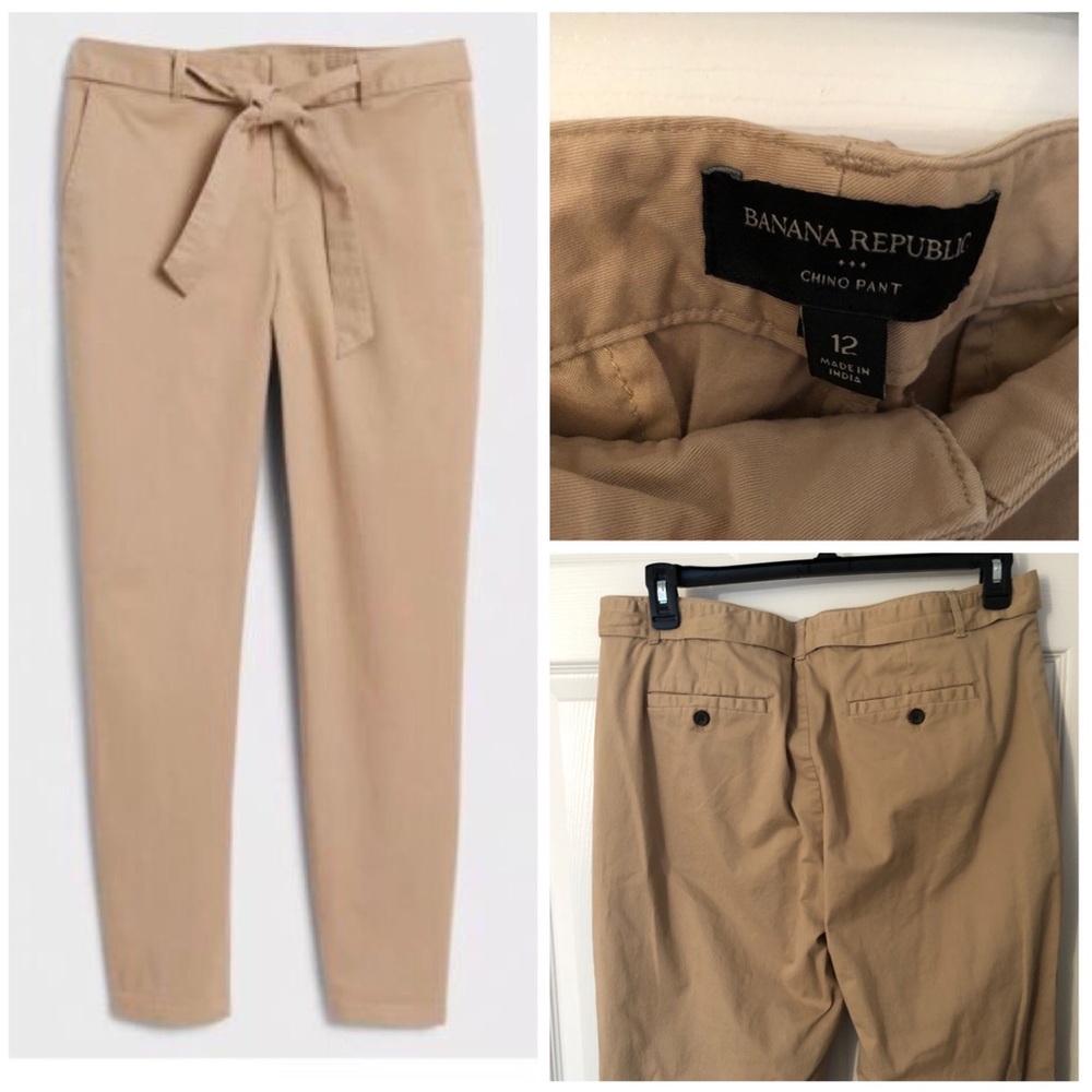 BR Khaki Tie Waist Chino Pant